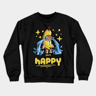 happy banana cat, funny meme crying banana cat Crewneck Sweatshirt